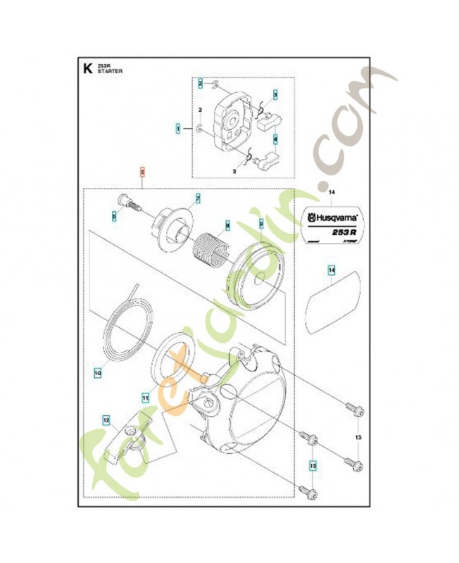Lanceur complet Husqvarna 525432001. Pièce de rechange Husqvarna Lanceur complet Husqvarna 525432001. Pièce de rechange Husqvarna