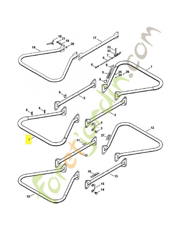 Poignée tubulaire 4308-790-1702. Pièce de rechange Sithl / Vicking