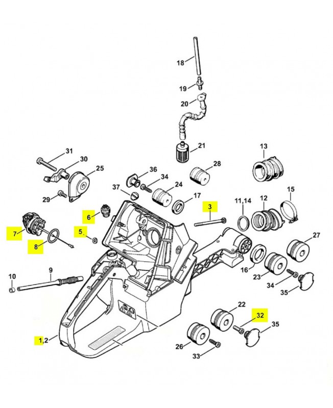 Carter réservoir ms 880 1124-350-0825. Pièce détachée Stihl / Vicking