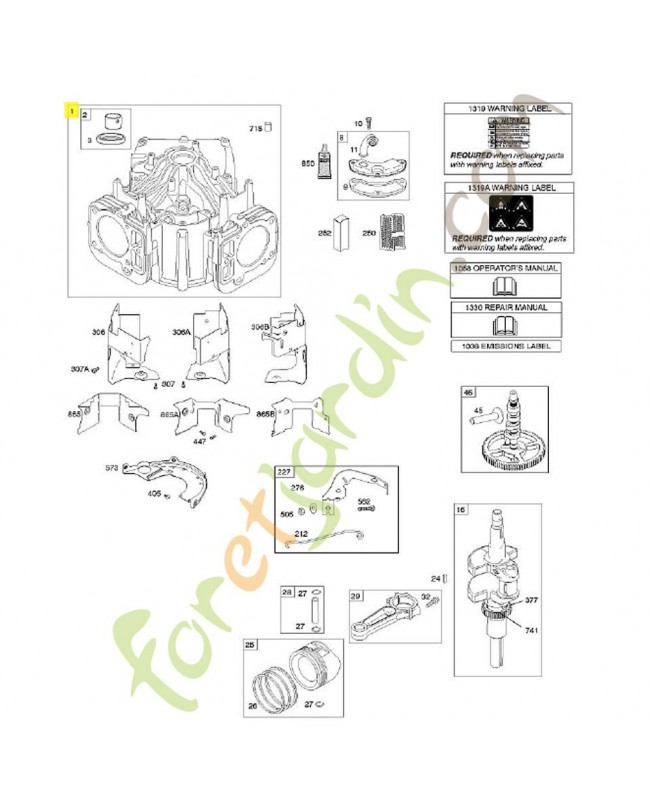 795118 Ensemble cylindre 0003-000-2225. Pièce de rechange pour moteur thermique Briggs et Straton 795118 Ensemble cylindre 0003-000-2225. Pièce de rechange pour moteur thermique Briggs et Straton