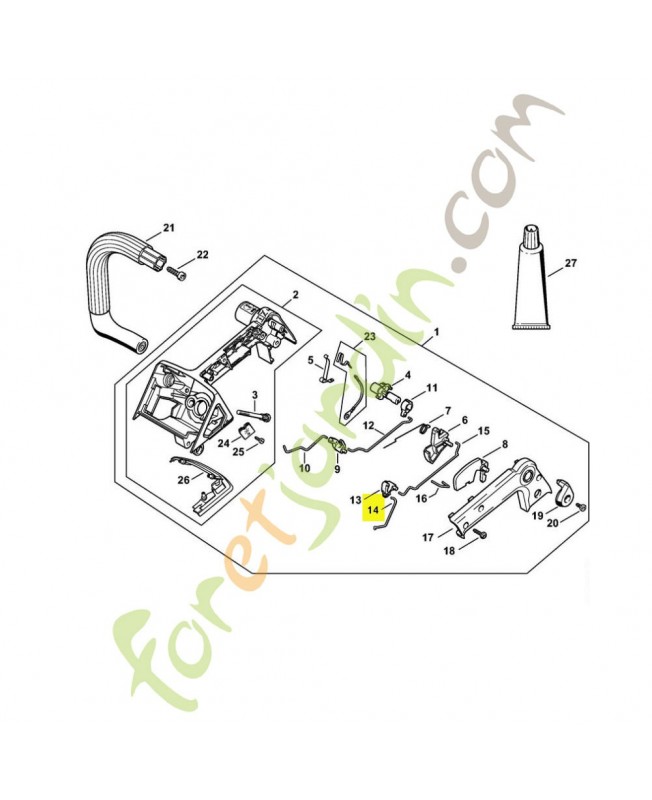 Tringlerie gaz courte 1129-182-1500. Pièce de rechange Sithl / Vicking
