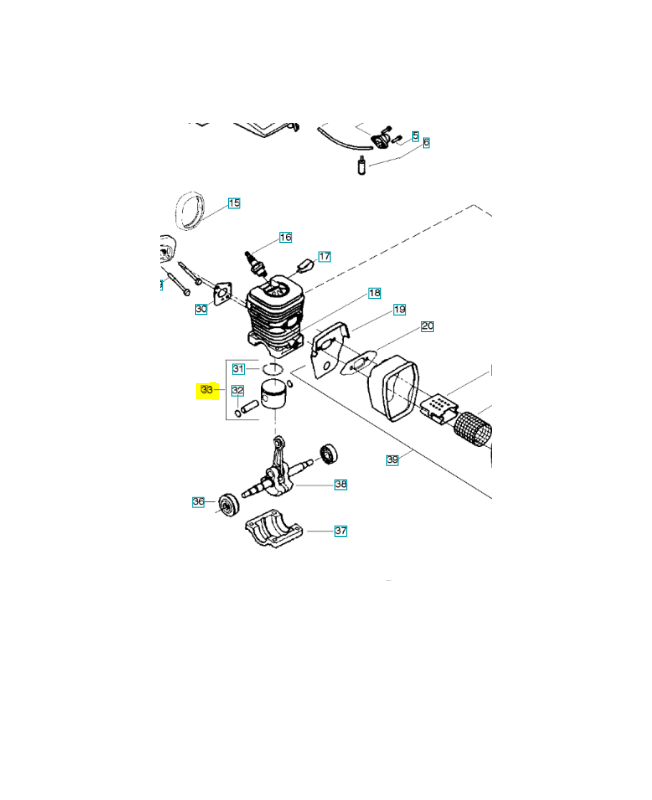 Piston complet. Pièce de rechange Husqvarna référence 545081872