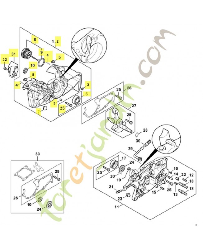 Demi-carter de vilebrequin côté ventilat. 1142-020-2621 Pièce détachée Stihl / Vicking