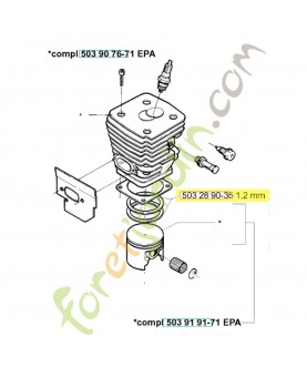 Segment 1,2 mm 503289035. Pièce de rechange Husqvarna