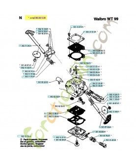Carburateur 502100303. Pièce de rechange Husqvarna référence 503281320