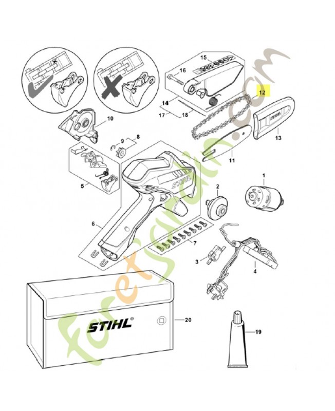 Chaine GTA 26 Stihl 3670-000-0028 Pas de 1/4 jauge de 1.1 mm 