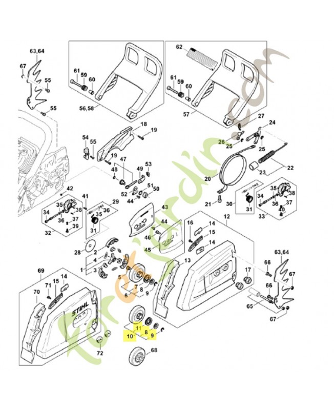 Jeu de pignon à anneau 3/8" 8d 1124-007-2501. Pièce détachée Stihl / Vicking