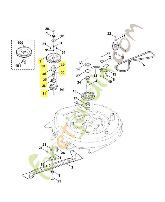 Poulie a gorge 6140-700-2520. Pièce de rechange Sithl / Vicking