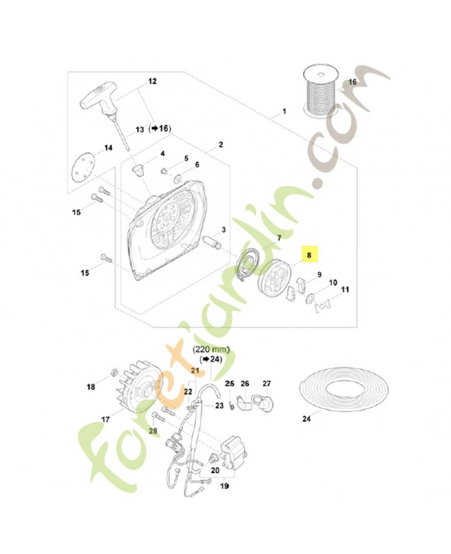 Poulie lanceur Stihl ref. 1122-195-0400