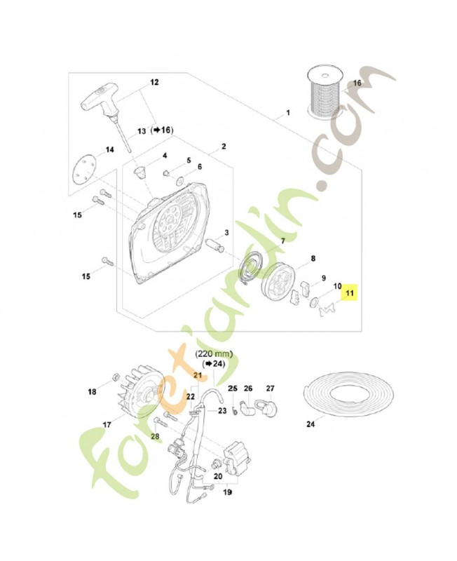 Ressort de cliquet Stihl Ref : 1124-195-3500
