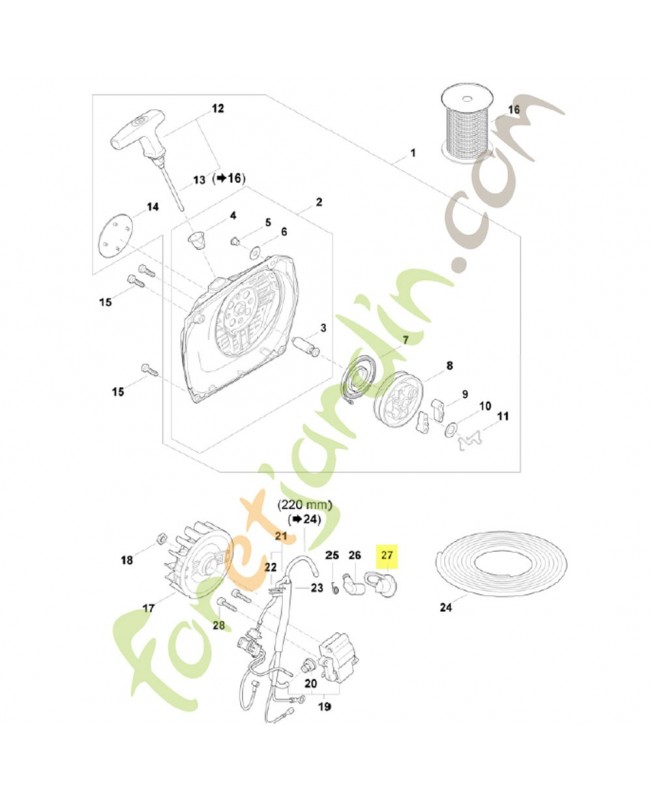 Recouvrement 1140-084-1601. Pièce détachée Stihl / Vicking
