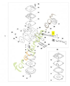 Axe papillon avec levier 1124-120-7101. Pièce détachée Stihl / Vicking