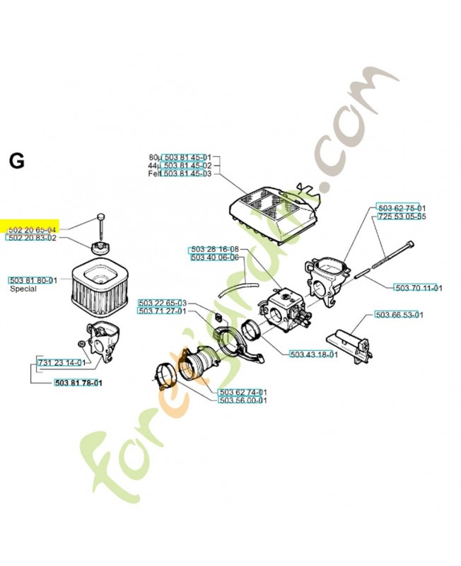Vis 502206504. Pièce de rechange Husqvarna