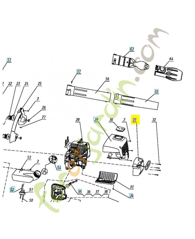 Lanceur complet 590722101. Pièce détachée Husqvarna