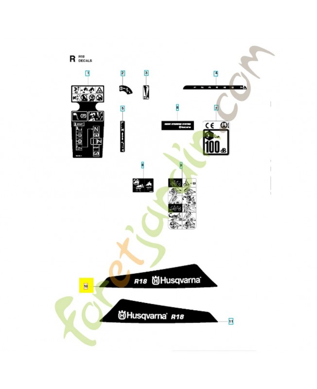 Autocollant 575226901. Pièce de rechange Husqvarna
