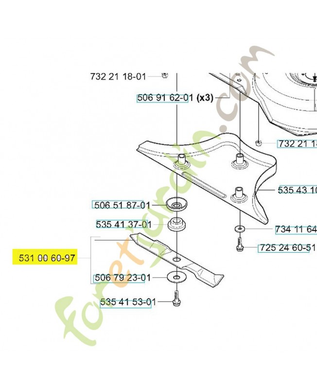 Lame standard 531006097. Pièce de rechange Husqvarna