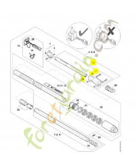 Tube avec pièce de serrage LA03-820-5200. Pièce détachée Stihl / Vicking