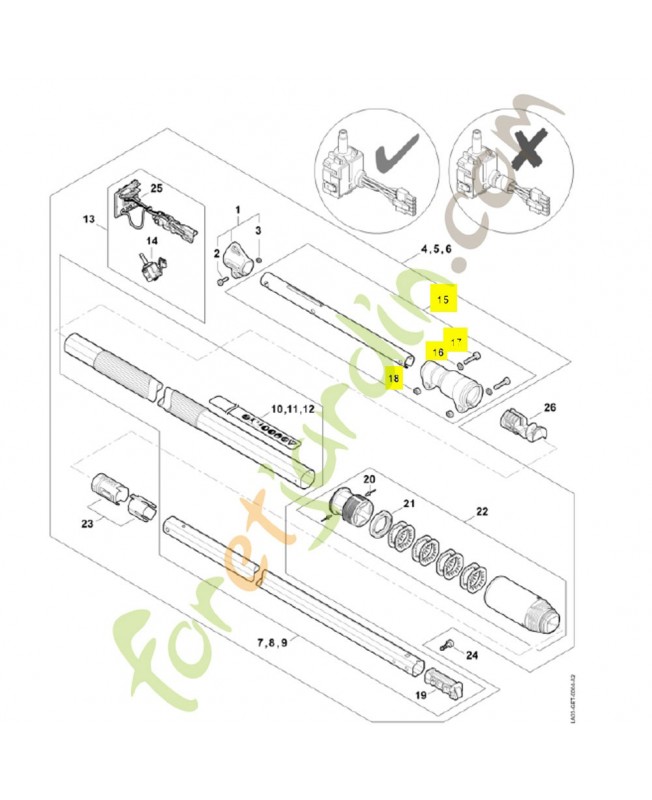 Tube avec pièce de serrage LA03-820-5200. Pièce détachée Stihl / Vicking