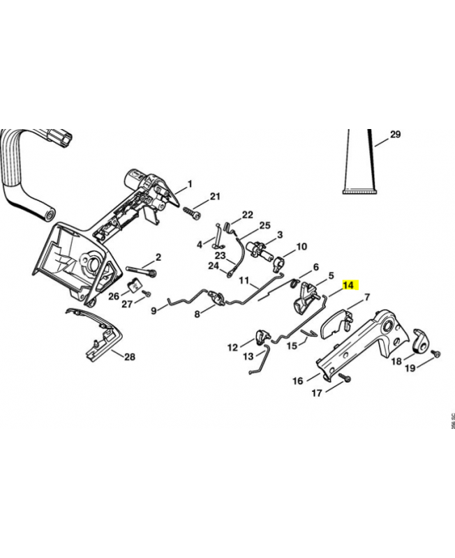 Tringlerie des gaz longue 1129-182-1501