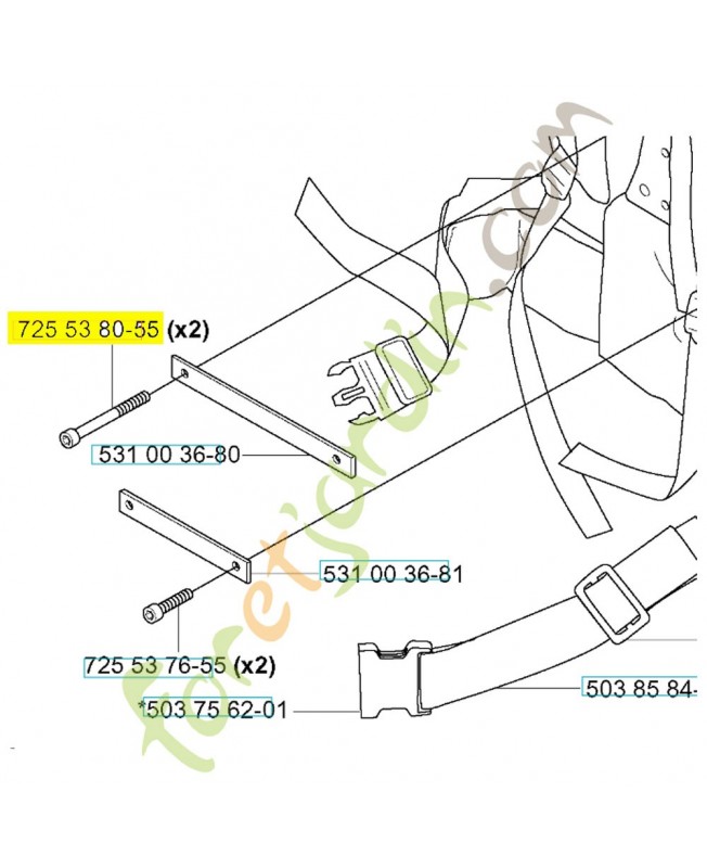 Vis 725538055. Pièce de rechange Husqvarna