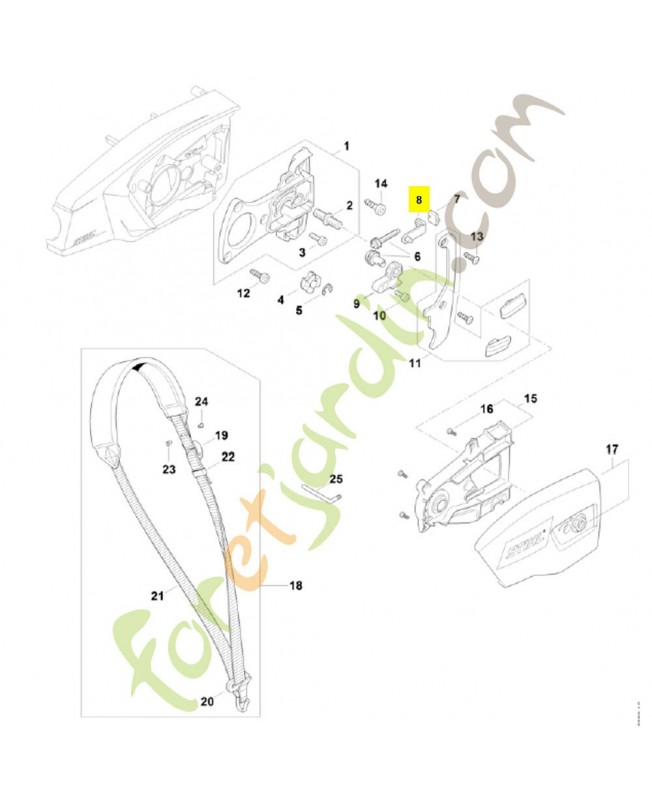 Coulisse de tension LA03-640-1900. Pièce détachée Stihl / Vicking