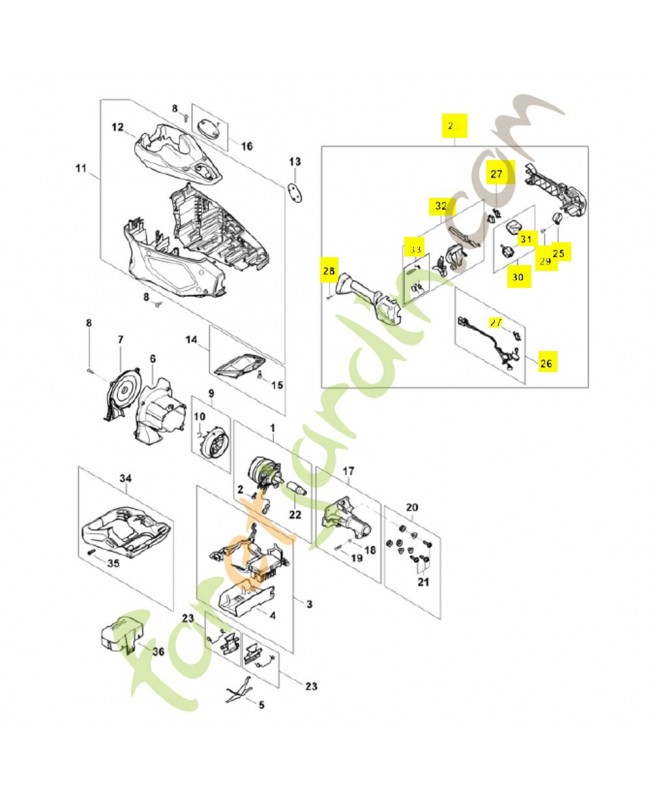 Poignée de commande LA01-790-1300. Pièce détachée Stihl / Vicking