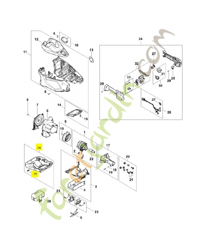 Jeu de pièces pied d'appui LA01-007-1002. Pièce détachée Stihl / Vicking
