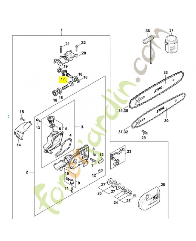 Jeu de pignons 4182-640-7317. Pièce détachée Stihl / Vicking