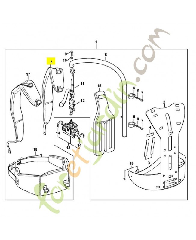 Harnais droit 4182-710-9000. Pièce de rechange Sithl / Vicking