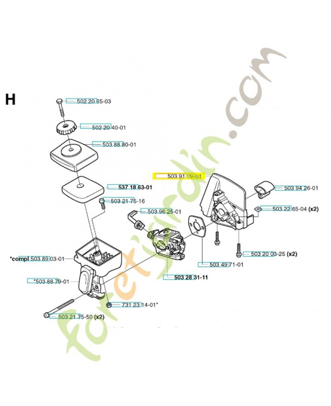 Paroi 503910901. Pièce de rechange Husqvarna