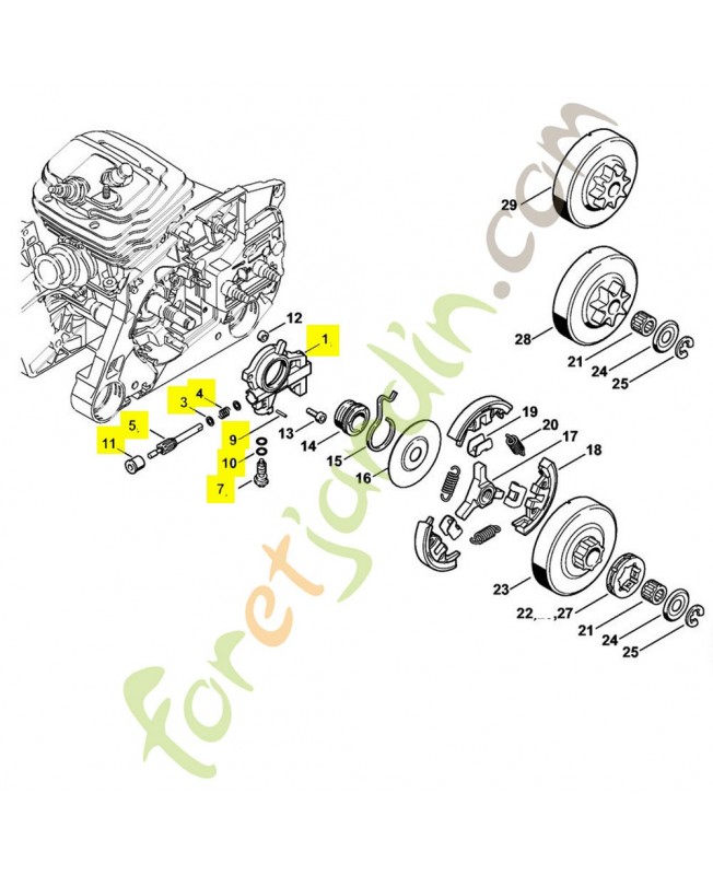 Pompe à huile 0,8 complète Stihl pour MS 461 1128-640-3206