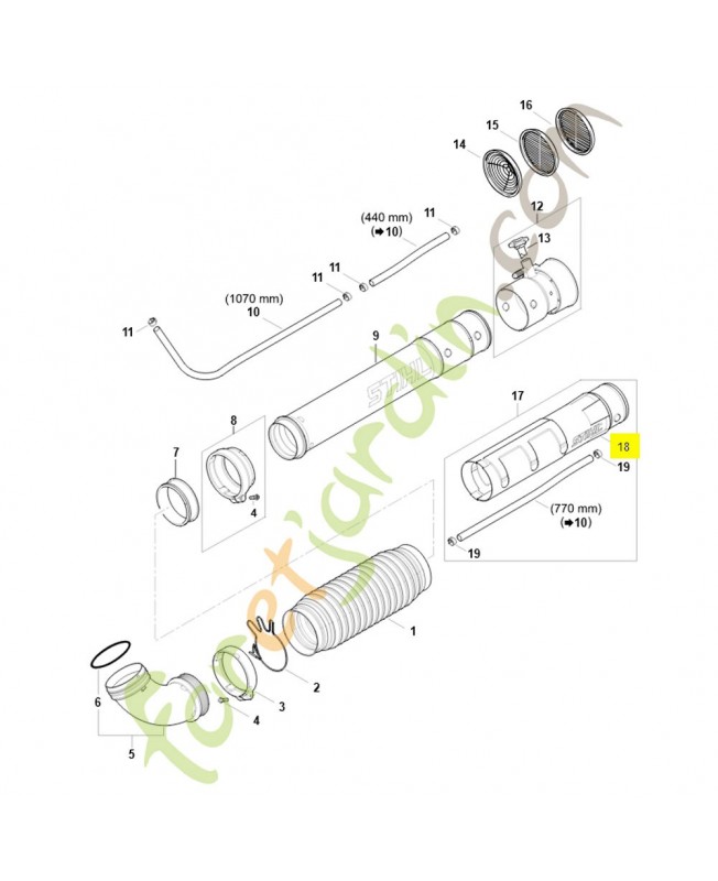 Tube soufflage br 550/600 4282-700-1800. Pièce de rechange Sithl / Vicking