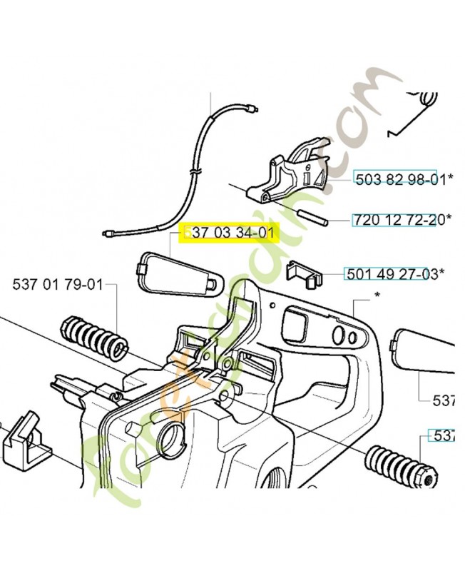 Poignée 537033401  husqvarna. Pièce de rechange Husqvarna
