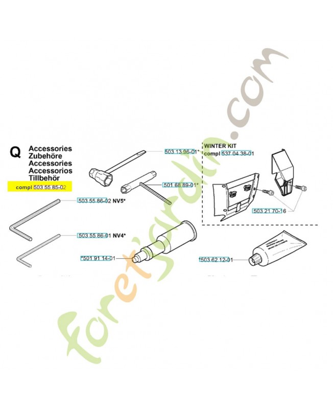 Jeu d'outils 503558502. Pièce de rechange Husqvarna