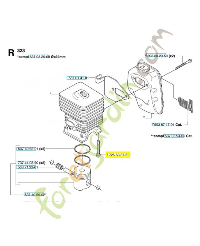 Vis m5 x 35 725533755. Pièce de rechange Husqvarna référence 725533755