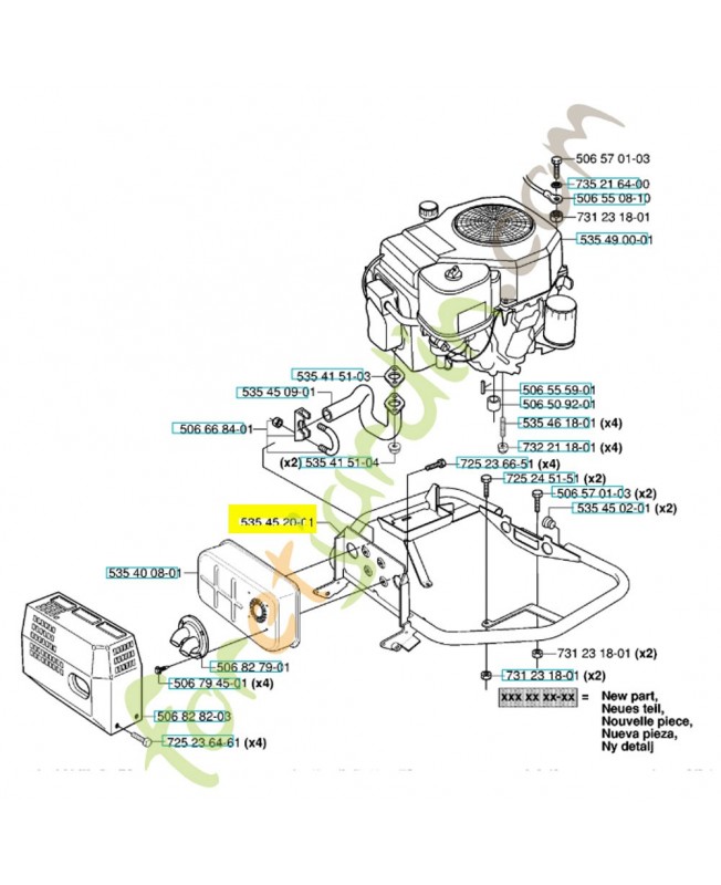 châssis moteur 535452001. Pièce détachée Husqvarna