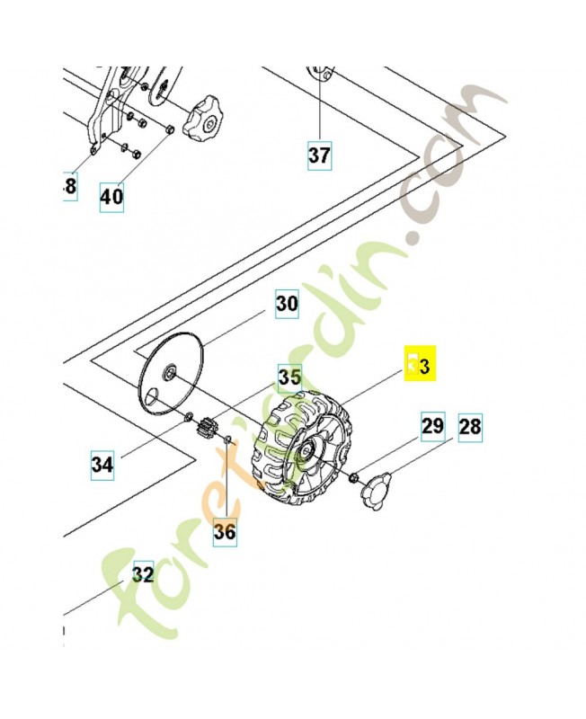 Roue complète 589859804. Pièce détachée Husqvarna