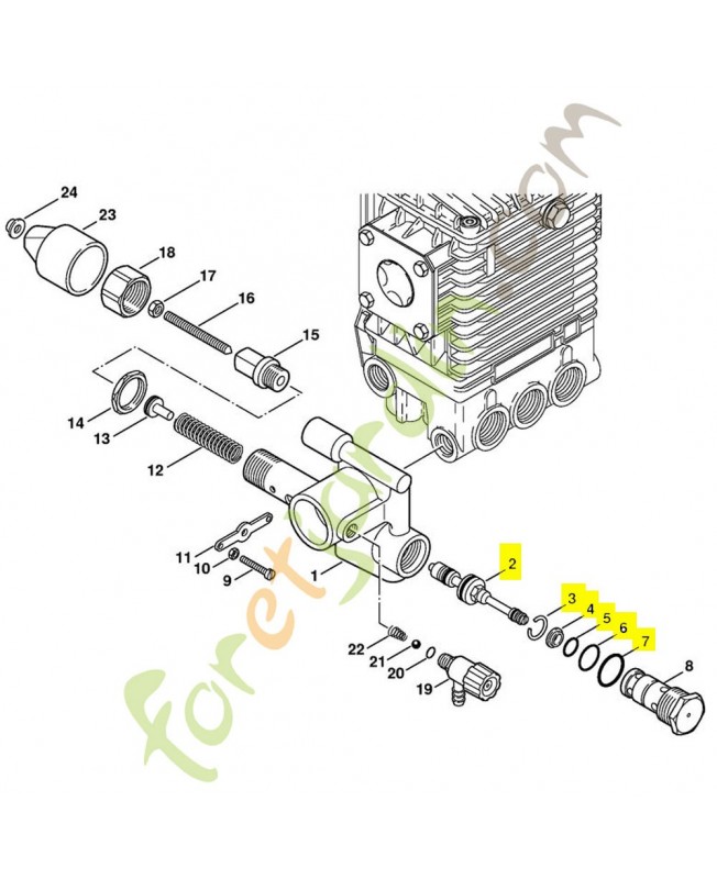 Kit de réparation pour piston distributeur 4732-007-1001. Pièce détachée Stihl / Vicking