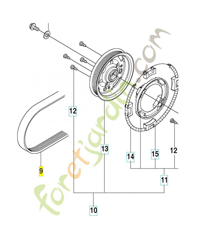Courroie 544908402. Pièce de rechange Husqvarna référence 544908402