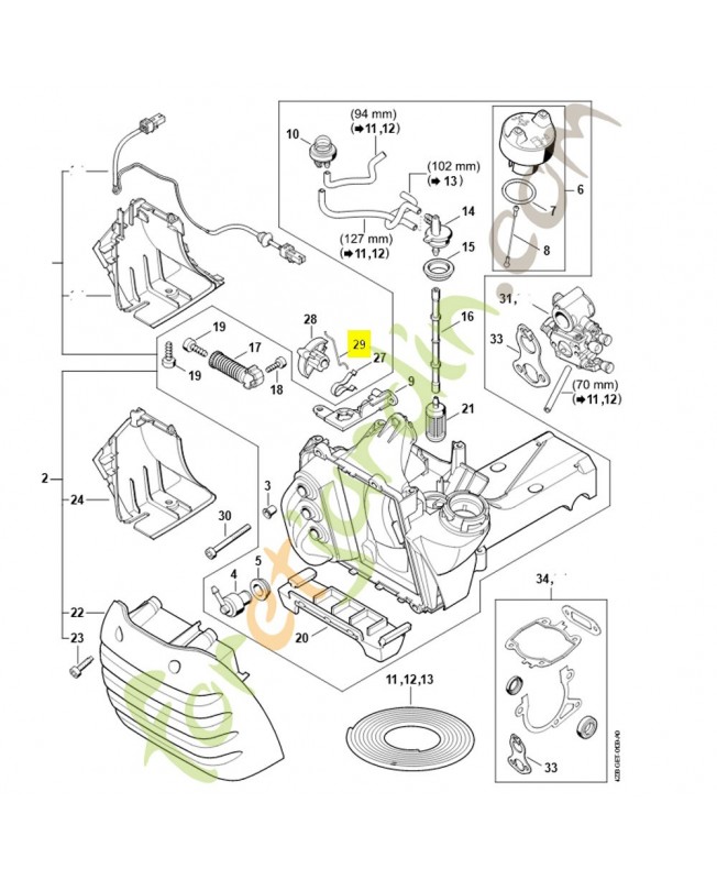 Tringlerie de volet démarrage 4238-185-1500. Pièce de rechange Sithl / Vicking