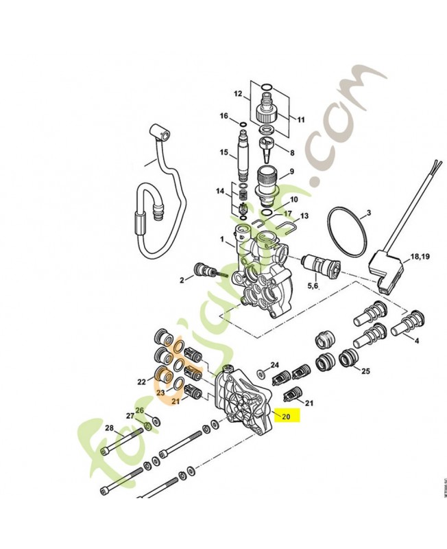 Bloc de soupapes 4776-701-1201. Pièce détachée Stihl / Vicking Bloc de soupapes 4776-701-1201. Pièce détachée Stihl / Vicking