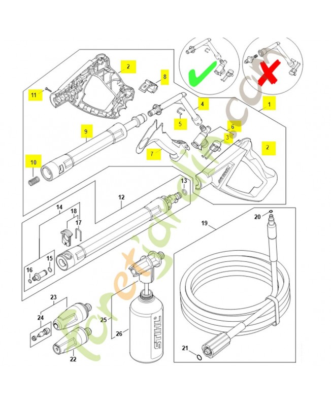 Pistolet 4930-500-1306. Pièce détachée Stihl / Vicking