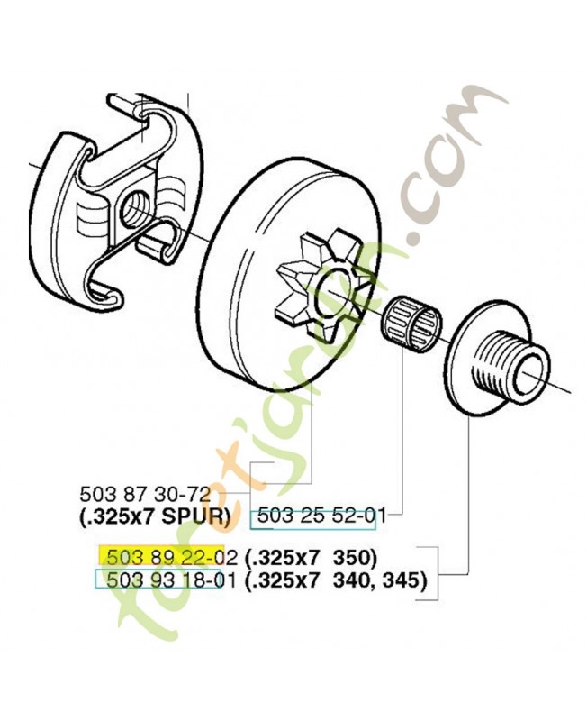 Pignon 503892202. Pièce de rechange Husqvarna