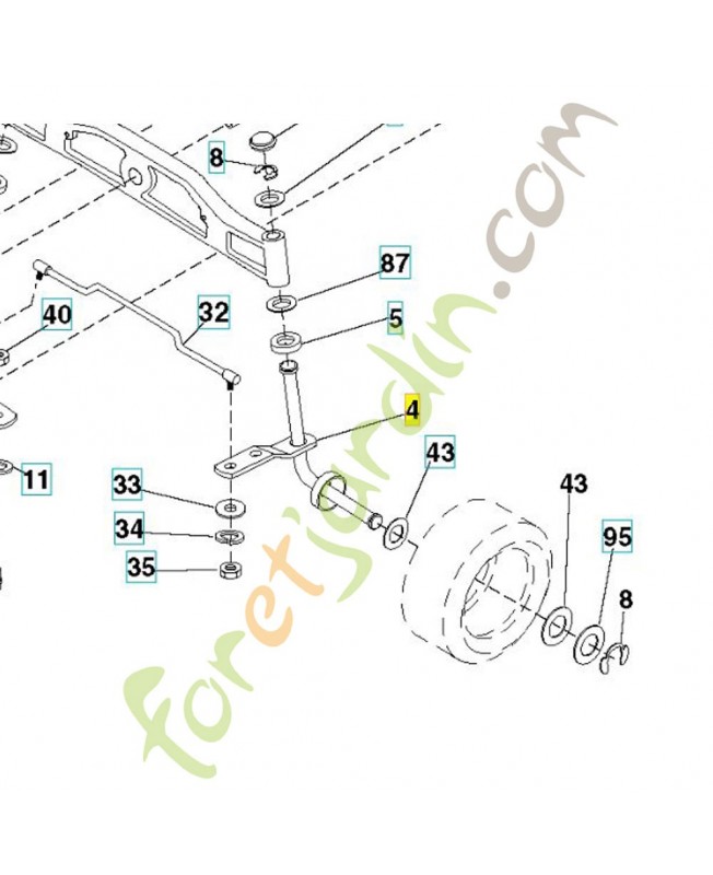 Support de roue droit 596873801. Pièce de rechange Husqvarna reference 532169839 Support de roue droit 596873801. Pièce de rechange Husqvarna reference 532169839