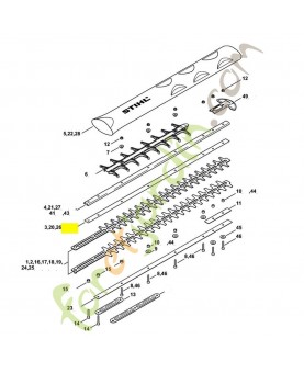 Glissière de couteau 500 mm 4237-713-2205. Pièce de rechange Sithl / Vicking