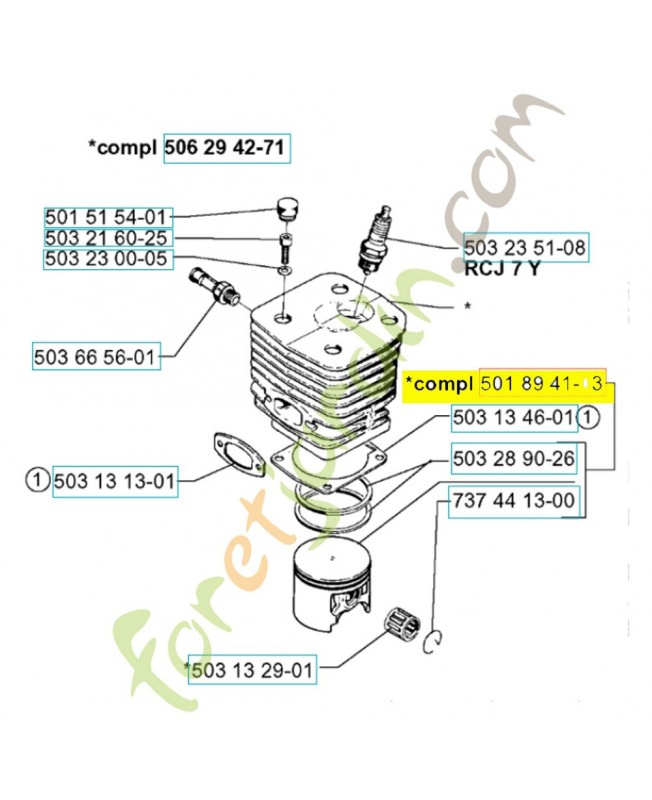 Piston complet 501894103. Pièce de rechange Husqvarna