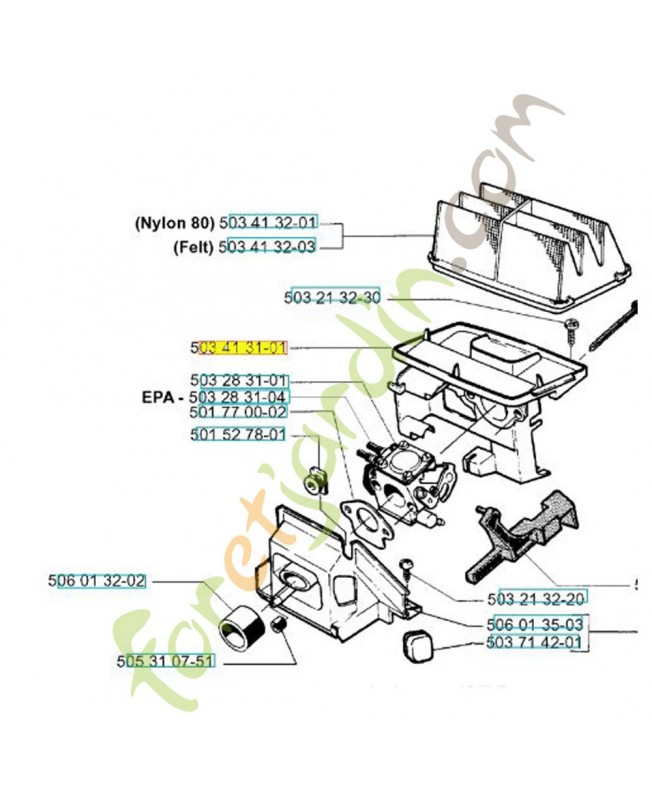 Support de filtre 503413101. Pièce de rechange Husqvarna Support de filtre 503413101. Pièce de rechange Husqvarna