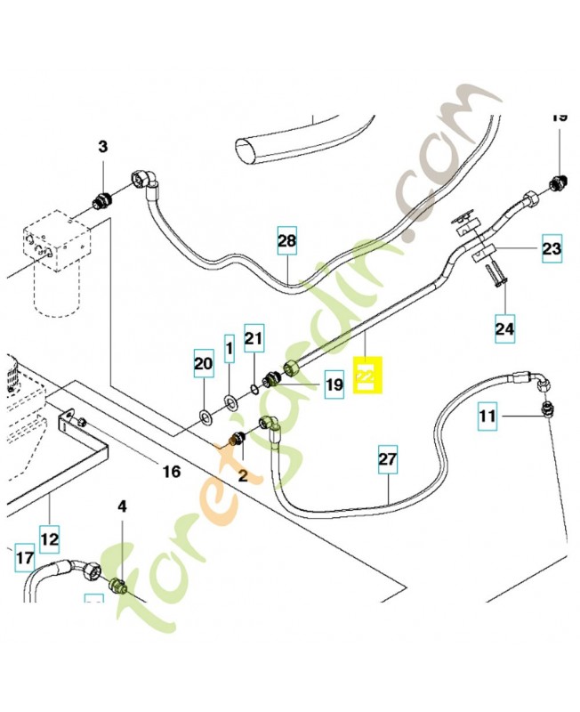 tube hydraulique 579706801. Pièce de rechange Husqvarna