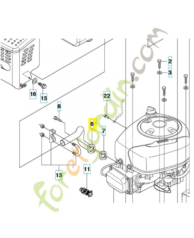 Tube d'échappement 580661301. Pièce de rechange Husqvarna