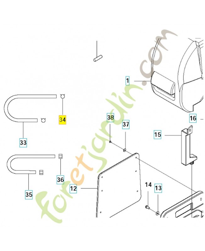 Pipe clip 574122501. Pièce de rechange Husqvarna